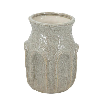 8" Sage And Gray Textural Ceramic Table Vase