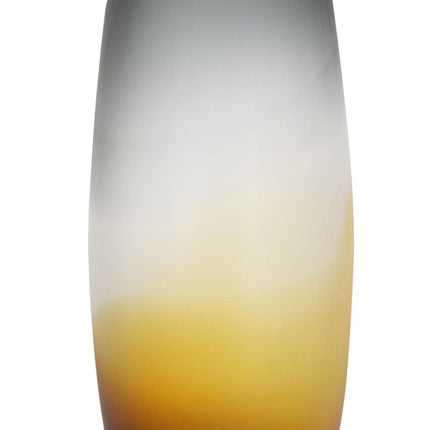 17" Charcoal And Orange Ombre Glass Table Vase