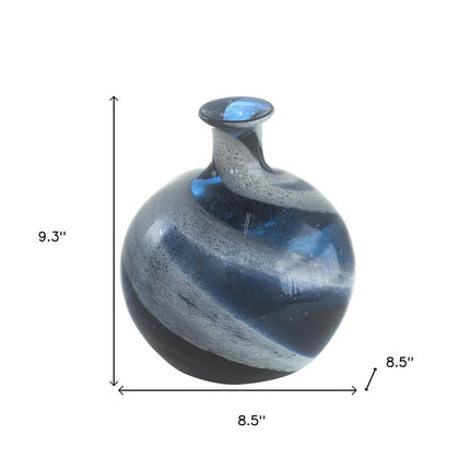 9" Blue And White Bud Glass Table Vase