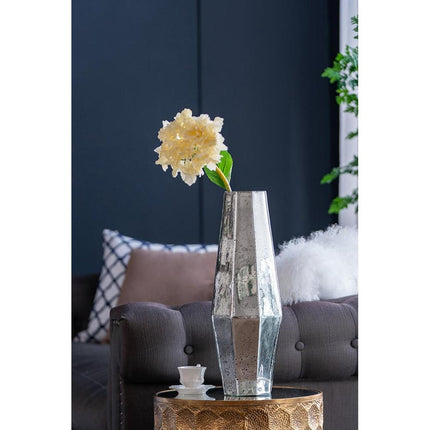 20" Antiqued Silver Glass Cylinder Table Vase