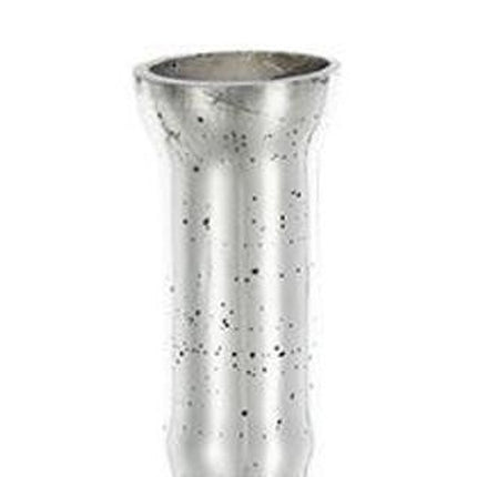 25" Antiqued Silver Floral Glass Bottle Table Vase