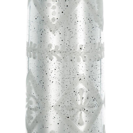 30" Antiqued Silver Floral Glass Bottle Table Vase
