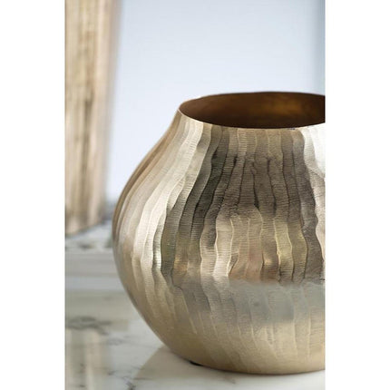 9" Gold Hammered Aluminum Round Table Vase