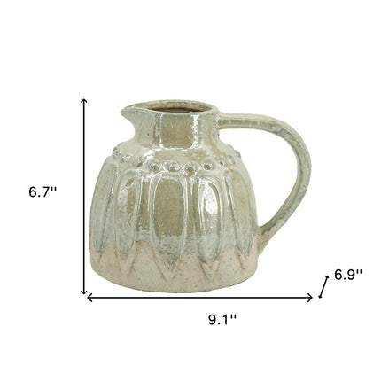 7" Gray Ceramic Round Jug Vase