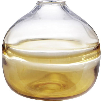 9" Clear And Brown Ombre Glass Round Table Vase