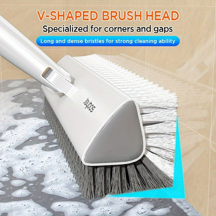 Heavy-Duty Double-Sided Floor Scrub Brush with V-Shaped Triangle Head - Stiff Bristles for Deep Cleaning Corners,