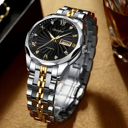 A Stylish Automatic Mechanical Watch for Men with a Calendar, Luminous Hands