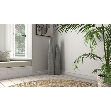 40" Silver Striped Tapered Ceramic Floor Vase