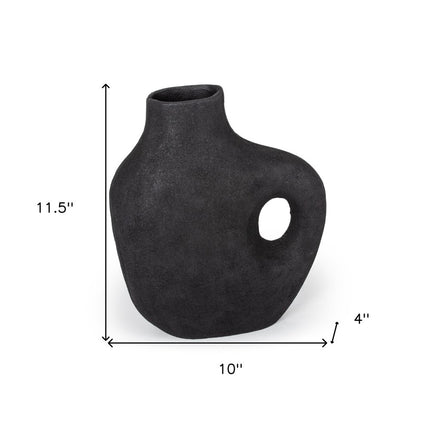12" Black Aluminum Modern Abstract Table Vase