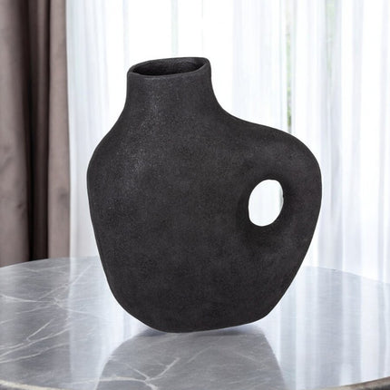 12" Black Aluminum Modern Abstract Table Vase