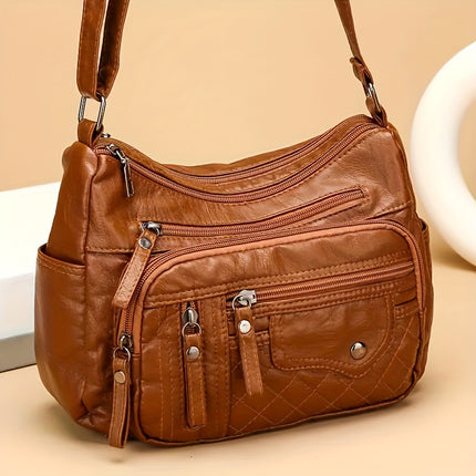 Fashionable Large Capacity PU Shoulder Bag Multifunctional Crossbody Bag