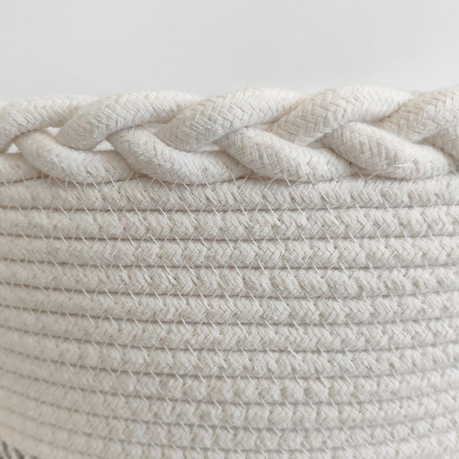 Cotton String Woven Laundry Basket Large Capacity Living Room Bedroom Toy Fabric Storage