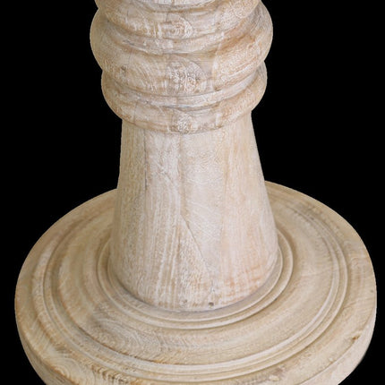 28" Brown Solid Wood Round Pedestal End Table