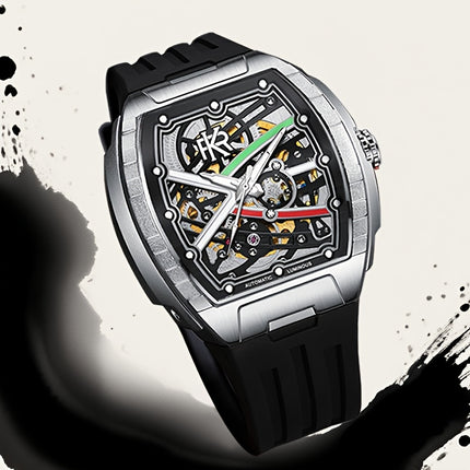 Men'S Barrel-shaped Tape Automatic Mechanical Watch | 3D Case, Double-sided Openwork
