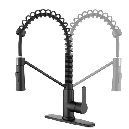 Matte Black Kitchen Faucet Single Handle Kitchen Sink Faucet with Pull Down Sprayer Utility Sink Faucet Single Hole for Laundry Sink Stainless Steel 1.8 GPM