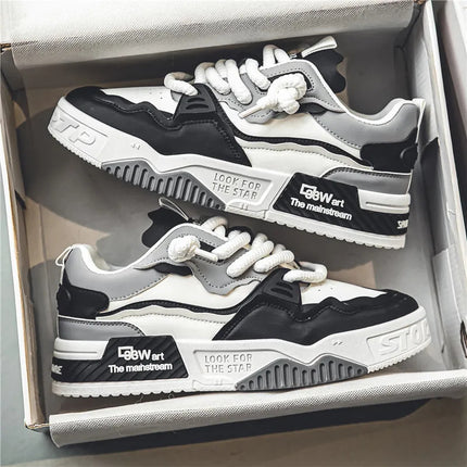 Men'S 2025 New Thick Platform Sneakers - Height-Increasing Lift, Low-Top Lace-Up Casual Sports Shoes