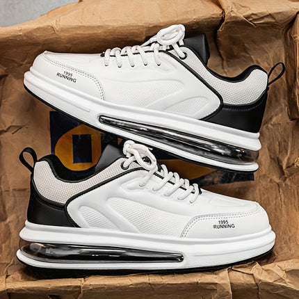 Men's Low-Top Sneakers - PU Upper & Rubber Sole, All-Season Lace-Up Casual Shoes
