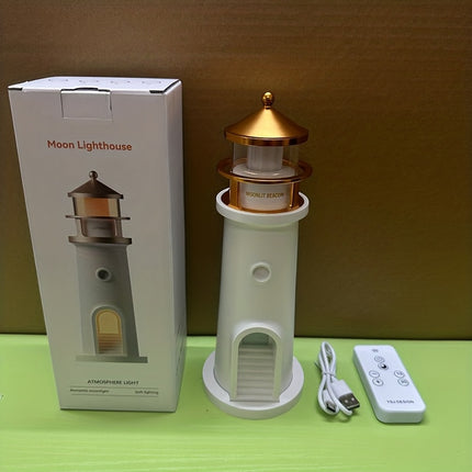 1pc LED Night Light Lighthouse with Remote Control Rechargeable Battery-Powered Tabletop Lamp