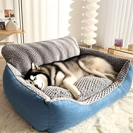 Extra-Large Luxury Plush Pet Sofa Bed - Thick, Warm with High Backrest for Cats & Dogs, Easy Clean, All-Season Comfort