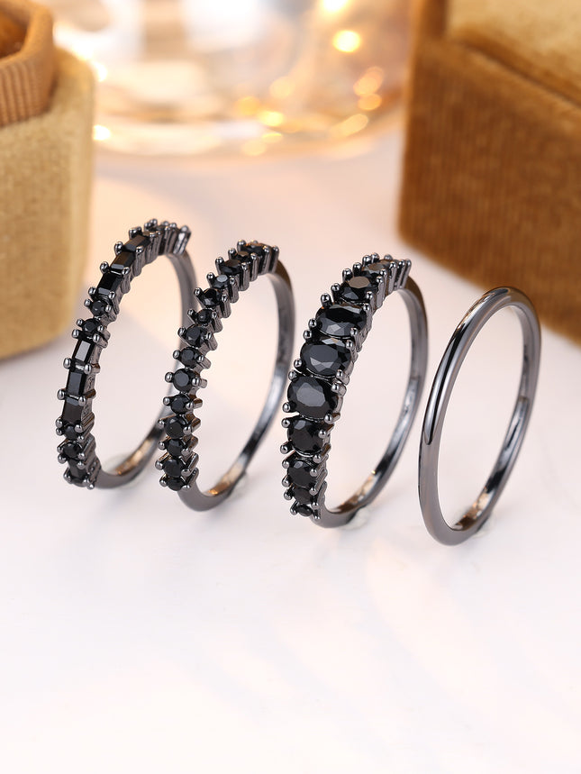 Round Color Zirconium Four-piece Ring