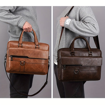 Men'S Briefcase, High-End Shoulder Bag, Stylish Crossbody Computer Bag, Large Capacity Document Bag