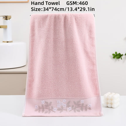 3-Pack Luxurious Cotton Hand Towels, 34.04 x 73.91 cm, 460 GSM, Modern Leaf Pattern