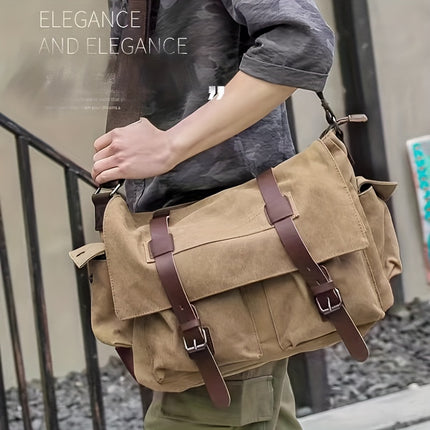 Large Capacity Vintage Crossbody Bag, Reasonably Partitioned, Durable And Washable Shoulder Bag