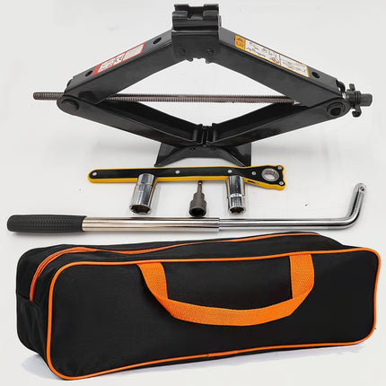 Three-Ton Scissor Lift Truck with Plug-in Drill Adapter, Carrying Case and Screwdriver/Wrench Kit