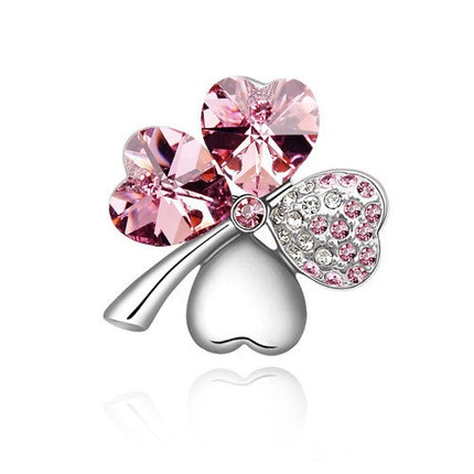 Sweet four-leaf clover diamond brooch
