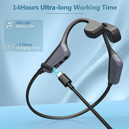 Wireless Sports Headphones with Bone Conduction, HD Calling, Noise Cancelling Voice Control,