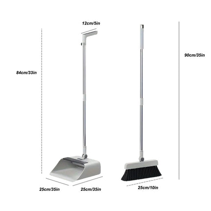 4-in-1 Multifunctional Broom and Dustpan Combo with Squeegee & Brush Attachments