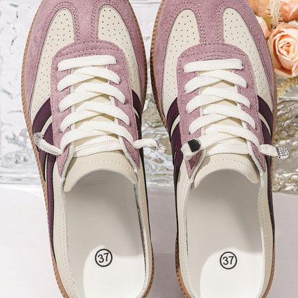 Pink Eyelet PU Leather Patchwork Color Pop Sneakers