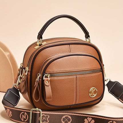 Luxury Synthetic Faux Leather Multi-Layer Large Capacity Shoulder Bag Versatile Fashionable Handbag with Zipper