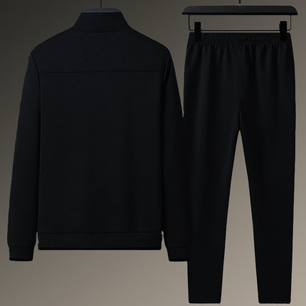 Sports Suit Men's Spring Casual Sports Wear Long Sleeve Open Chest Stand Collar Middle Aged Dad Autumn Coat