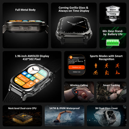 Smart Watch for Men Features a 480Mah Battery That Lasts Up to 60 Days, Is Designed to Be Rugged