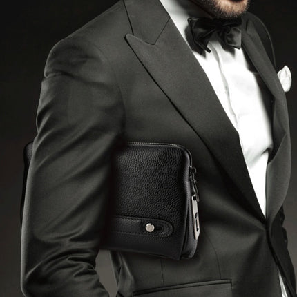 Mens Wallet Fingerprint Lock Bag First Layer Cowhide Business Handbag