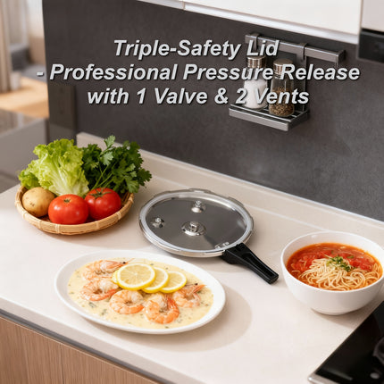 HCX 32cm Pressure Cooker with Thickened Composite Base, Heat-Resistant Handle & Safety Valve