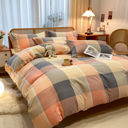 3pcs Geometric Pattern Quilted Bedding Set, Warm and Comfortable, All-Season Use