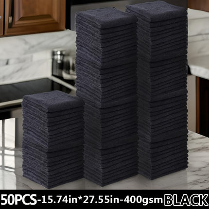 Ultra-Soft Microfiber Salon Towels (5/10/20/50pcs) (Black/White/Grey), 16x27 Inches, 400 GSM