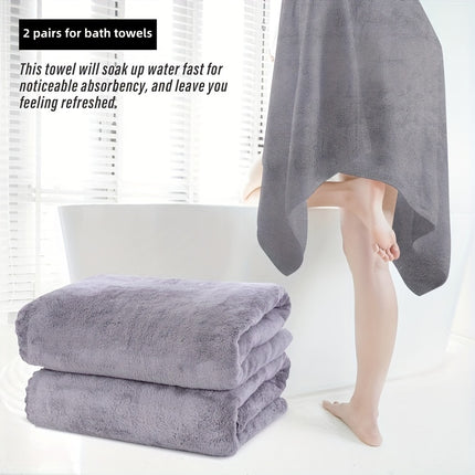 2 Pack Premium Bath Towel Set - Quick Drying - Microfiber Coral Velvet Highly Absorbent Towels
