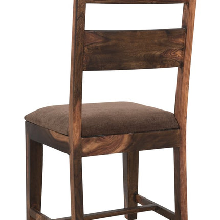 Six Piece Dark Brown and Black Solid Wood Dining Set with Four Chairs
