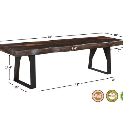 Six Piece Dark Brown and Black Solid Wood Dining Set with Four Chairs