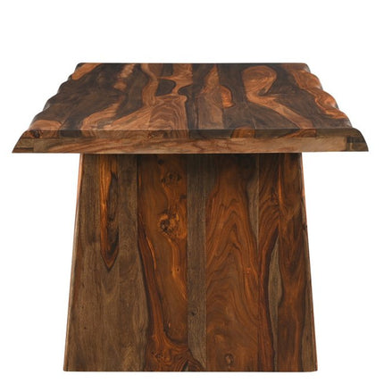 Six Piece Dark Brown Solid Wood Dining Set with Four Chairs
