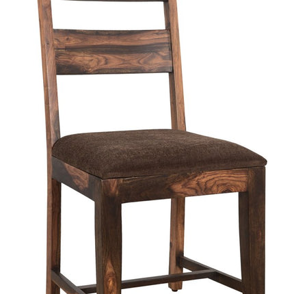Six Piece Dark Brown Solid Wood Dining Set with Four Chairs