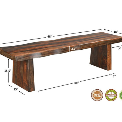 Six Piece Dark Brown Solid Wood Dining Set with Four Chairs