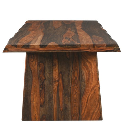 Nine Piece Dark Brown Solid Wood Dining Set with Eight Chairs