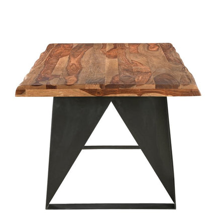 Six Piece Brown and Black Solid Wood Dining Set with Four Chairs