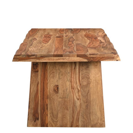 Six Piece Brown Solid Wood Dining Set with Four Chairs