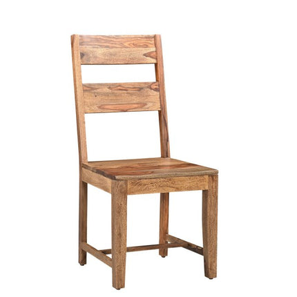 Six Piece Brown Solid Wood Dining Set with Four Chairs