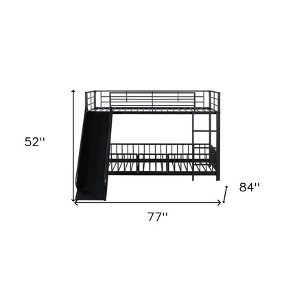 Black Twin Over Twin Metal Bunk Bed With Slide